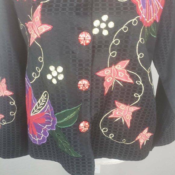 Alex Kim Floral Butterfly Blazer Jacket Small - Picture 4 of 8